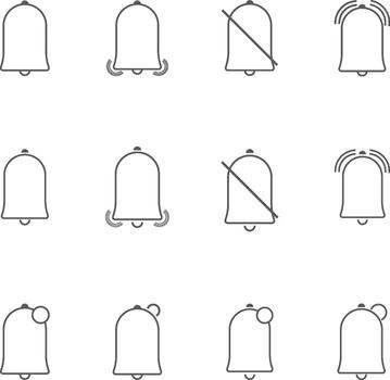 resumido campana y notificación íconos colocar. íconos para botones, web interfaz. vector