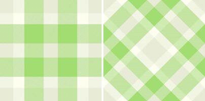 Two green plaid patterns side by side. Represents freshness, spring, or a pastoral theme. Ideal for backgrounds, textiles, crafts or invitations. vector
