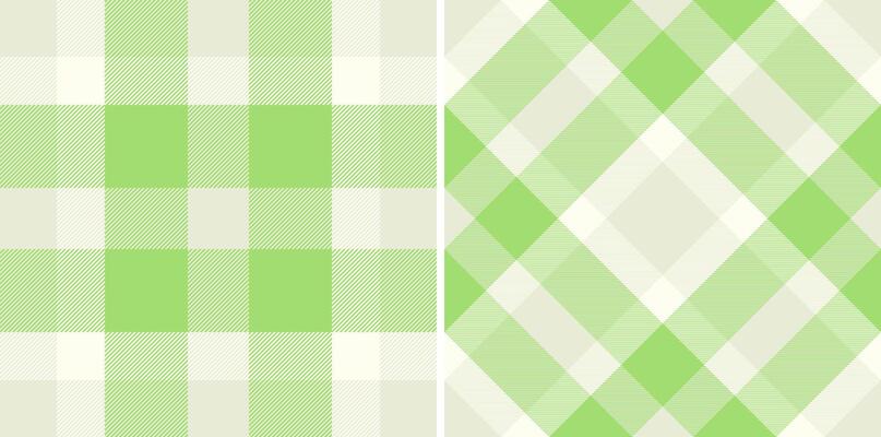 Two green plaid patterns side by side. Represents freshness, spring, or a pastoral theme. Ideal for backgrounds, textiles, crafts or invitations.