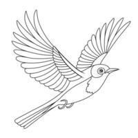 Line Art of Flying Hill Blue Flycatcher vector
