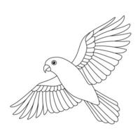 Line Art of Flying Hanging Parrot vector