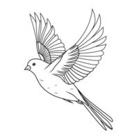 Flying Canary Bird Line Art Illustration vector