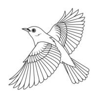Line Art of Flying Orange Headed Thrush vector