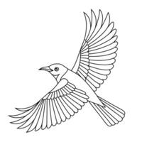 Line Art of Flying Leafbird vector