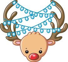 Deer with sprinkle of snow. Illustration of winter clip art icon for christmas decoration. vector