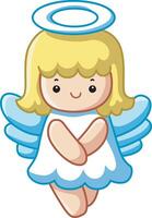 Angel of snow . Illustration of winter clip art icon for christmas decoration. vector