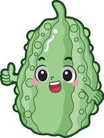 Easy vegetables drawing. Cute bittermelon veggie herbs icon. vector