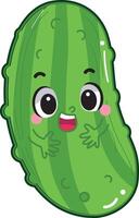 Easy vegetables drawing. Cute cucumber veggie herbs icon. vector