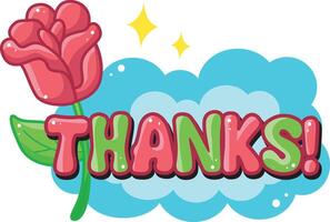 Thanks text icon. Cute text sticker message illustration. Colorful positive quotes text. vector