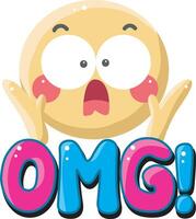 Omg text icon. Cute text sticker message illustration. Colorful positive quotes text. vector