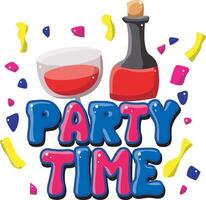 Party time text icon. Cute text sticker message illustration. Colorful positive quotes text. vector