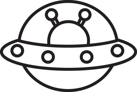 Outline of alien in the space ship icon. Coloring pages of space and galaxy illustrations. vector