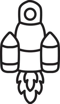 Outline of rocket icon. Coloring pages of space and galaxy illustrations. vector