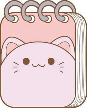 notes with kitty art. Flat icon set of study and learning. Student equipment art. vector