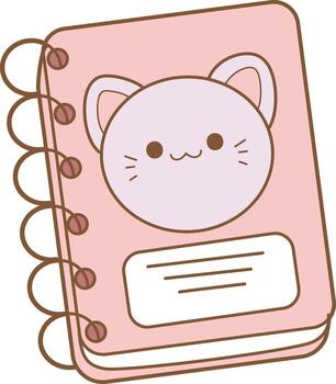 Notes of kitty. Flat icon set of study and learning. Student equipment art. vector