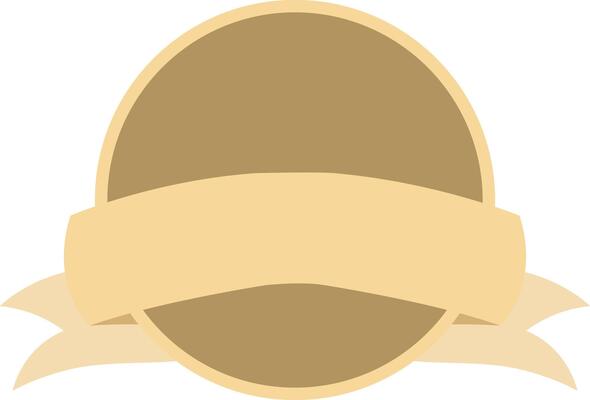 A gold banner with a brown oval. Set of vintage ribbon banner illustrations.