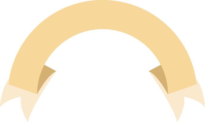 A semicircular gold banner. Set of vintage ribbon banner illustrations.