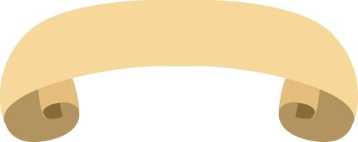 The banner curves downward.Simple yellow blank ribbon banner art. vector