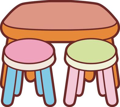 Chair and table icon. Colorful of playground icon. vector