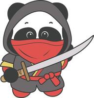 Panda with ninja costume. Illustration of cute panda costume icon. vector