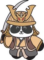 Panda with soldier costume. Illustration of cute panda costume icon. vector