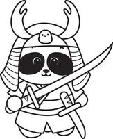 Coloring book of panda with soldier costume. Funny panda in outfit costume stickers. vector