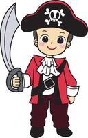 A man with pirates costume. kids costume in halloween party. vector