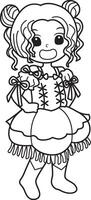 Outline of girl wearing a maid costume. vector