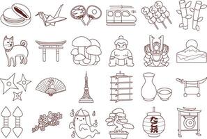 Outline of Illustration icon of japanese items stickers. vector