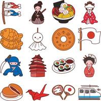 Rain doll and ninja icon. Illustration icon of japanese items. vector
