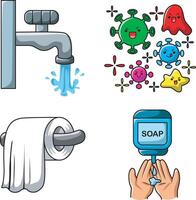 Tissue and viruses icon. Hand wash icons for education vector