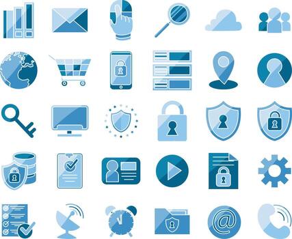 Variation of GDPR icon. General Data Protection Regulation icon set, secure privacy elements vector