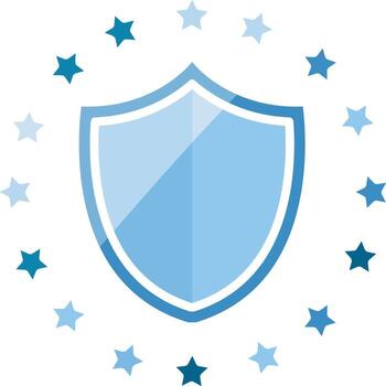 Stars in the shield. General Data Protection Regulation icon set, secure privacy elements vector