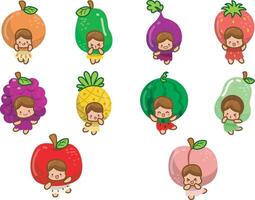 Illustration of girl wearing fruit costume. vector