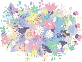 A bouquette of pink and violet lowers. vector