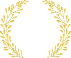 Gold circle frame vintage aesthetic for card invitation illustration with some leaves vector