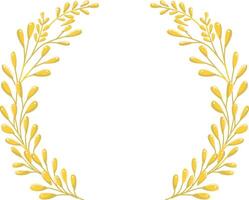 Gold circle frame vintage aesthetic for card invitation illustration with many leaves vector