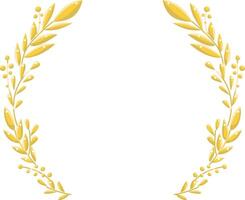 Gold circle frame vintage aesthetic for card invitation illustration with some leaves and cherry vector