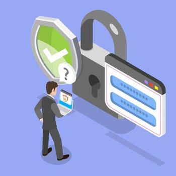 3D Isometric Flat Illustration of High Level Protection, Secure Internet Connection vector