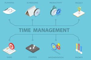 3D Isometric Flat Illustration of Time Management, Manage Your Working Processes vector