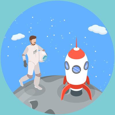 3D Isometric Flat Illustration of Astronomy, Exploring Planets