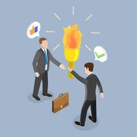 3D Isometric Flat Illustration of Successor Plan, Transition Strategy, Passing The Baton To Lead, Collaborate To Achieve Goal vector