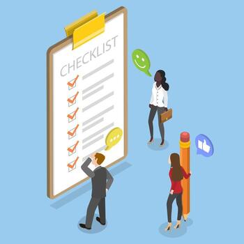 3D Isometric Flat Illustration of Todo List, Project Task Completion Checklist vector