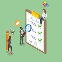 3D Isometric Flat Illustration of List Of Rules, Compliance and Regulations vector