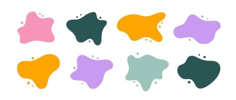 Abstract organic shapes collection. Irregular liquid forms set. Nice amoeba blobs, blotches, drops or stains bundle. Different design elements for label, sticker, banner, tag, collage vector