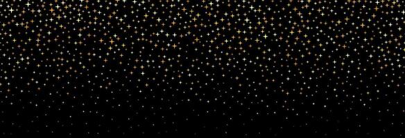Golden falling confetti pattern on black background. Repeating gold glitter pattern. Yellow and orange dots wallpaper. Celebration Christmas, New Year or birthday party decoration vector