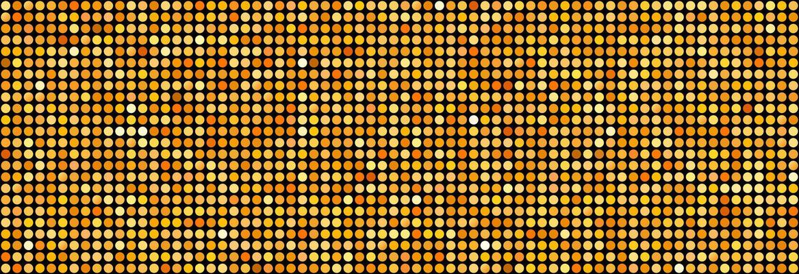 Golden disco party seamless pattern. Yellow round sequin mosaic texture background. Abstract shining gold halftone wallpaper. Pop up comic glitter sparkles backdrop. Retro design template.