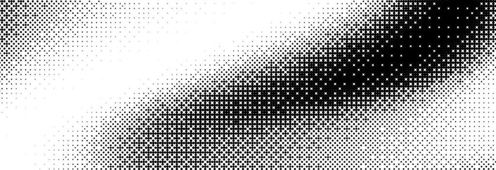 Bitmap grunge gradient texture. Black and white pixelated dither pattern wallpaper. Abstract glitchy 8 bit game pattern background. Wide rasterized backdrop. Retro pixel art Illustration. vector
