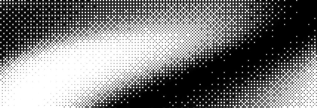 Bitmap grunge gradient texture. Black and white pixel dither pattern wallpaper. Abstract glitchy 8 bit game pattern background. Wide rasterized backdrop. Retro pixel art Illustration vector