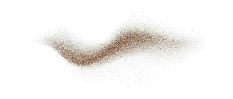Coffee, cocoa or chocolate powder particles and speckles. Brown dust or sand wavy element. Ground beans, grains and granules wave flowing shape. Sprayed speck overlay texture vector